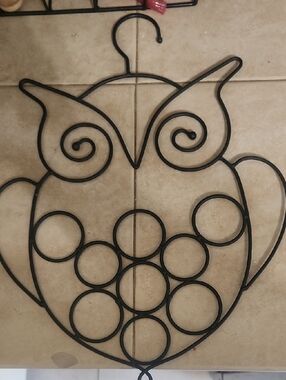 Black Owl Wall-Mounted Decorative Scarf Rack - Home Wall Decor